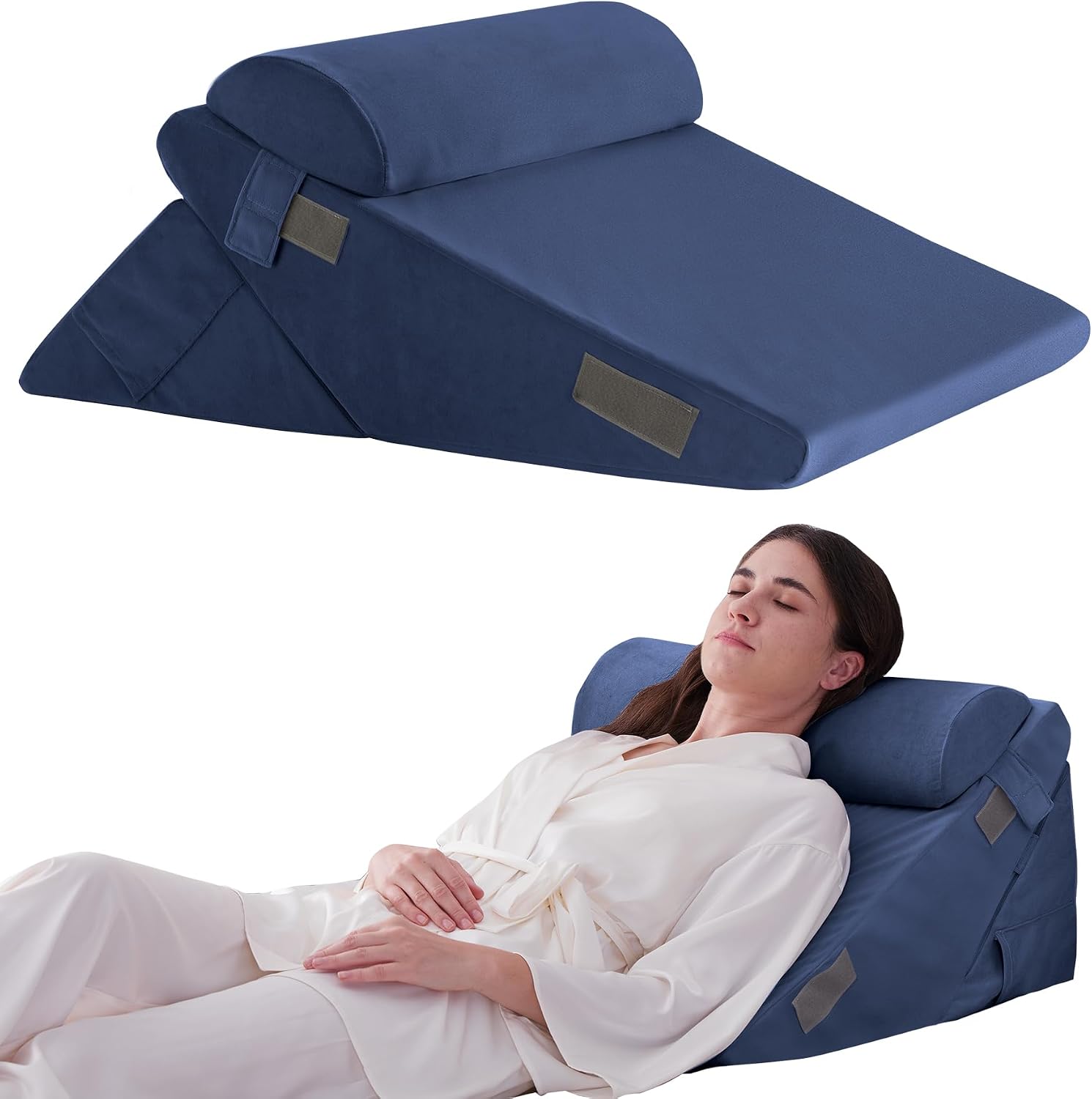 Ruqmuis 3PCS Wedge Pillow Set for After Surgery, Adjustable 9&12 Inch Bed Wedge Pillow for Sleeping, Incline Pillow Wedge for Headboard, Po…
