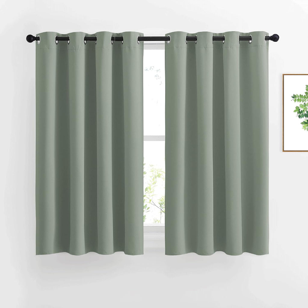 Nicetown Blackout Curtains 54 inch Length for Bedroom - Grommet Thermal Insulated Solid Window Curtains for Kids Room/Home Office, Sage Gre…