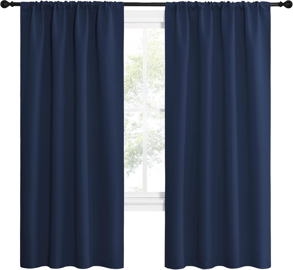 NICETOWN Navy Blue Blackout Curtains for Living Room - Triple Weave Home Decoration Thermal Insulated Solid Rod Pocket Blackout Drapes…