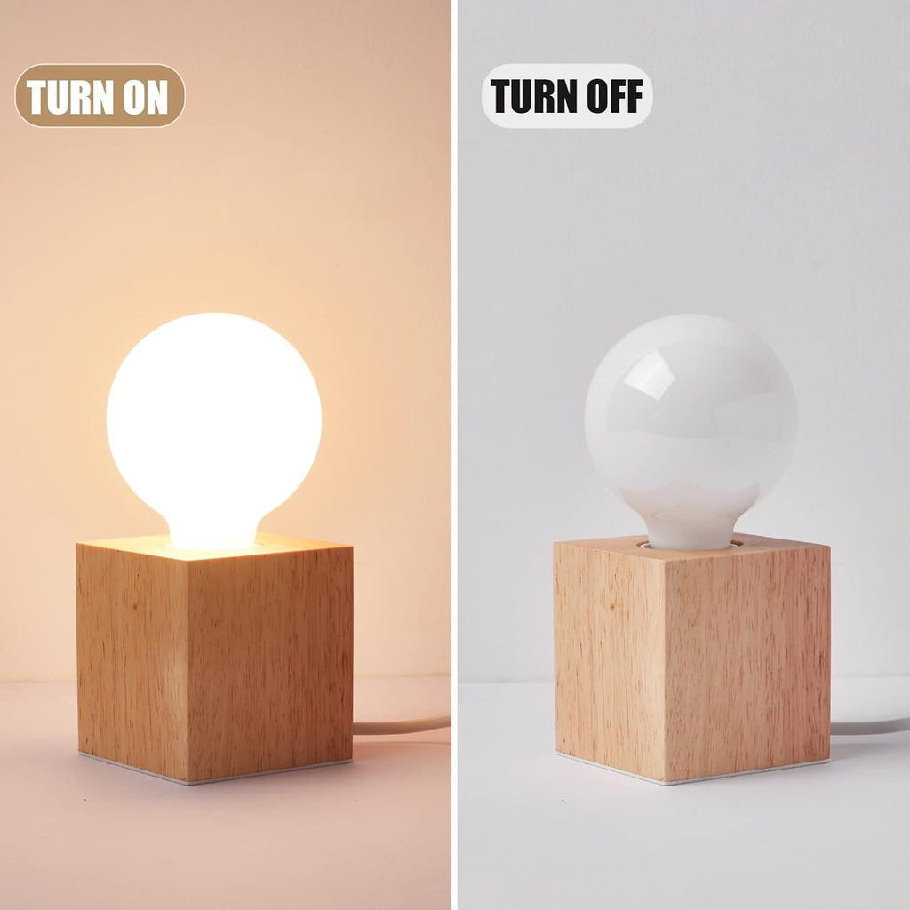 Vintage Table Lamp, Small Bedside Lamp with Square Wooden Base Desk Lamp, E26 60W Night Light Perfect for Bedroom Living Room Home Art…