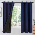 YoungsTex Navy Blue 100% Blackout Curtains for Bedroom, Grommet Thermal Insulated Blackout Window Curtains 63 Inches Length with Black Back…