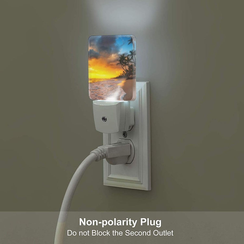 Sunset Beach Night Light, Plug Into Wall with Dusk to Dawn Light Sensors, Warm Nightlights for Bedroom, Bathroom, Hallway, Kitchen, Gifts…