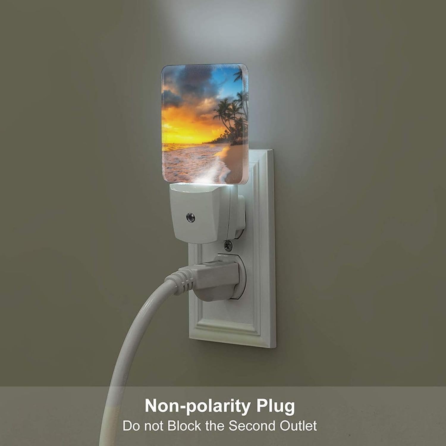 Sunset Beach Night Light, Plug Into Wall with Dusk to Dawn Light Sensors, Warm Nightlights for Bedroom, Bathroom, Hallway, Kitchen, Gifts…