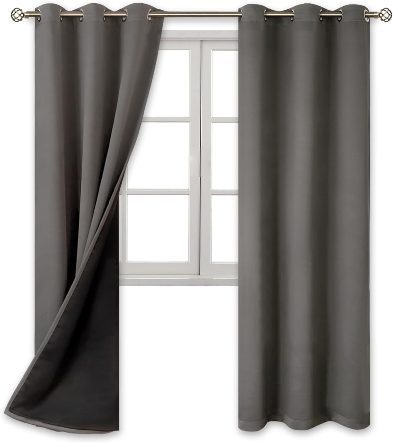 BGment Thermal Insulated 100% Blackout Curtains for Bedroom with Black Liner, Double Layer Full Room Darkening Noise Reducing Grommet Curta…
