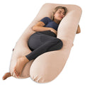 Meiz Pregnancy Pillows, Pregnancy Pillows for Sleeping Cooling, U Shaped Full Body Pillow for Adult, Rayon Cover from Bamboo, Light Apricot…