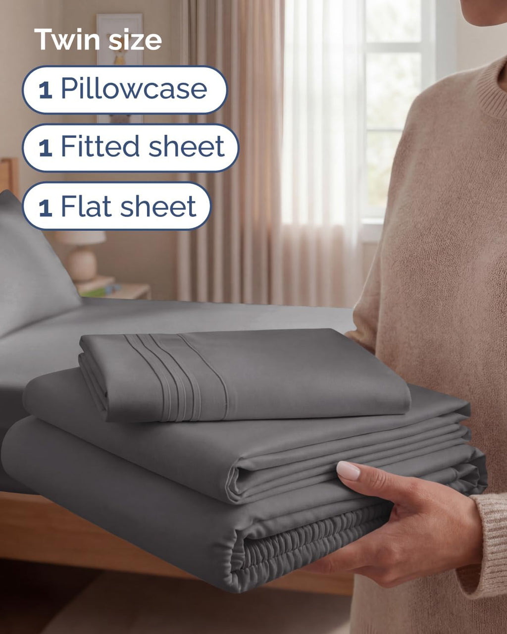 Twin Size 3 Piece Sheet Set - Comfy Breathable & Cooling Sheets - Hotel Luxury Bed Sheets for Women & Men - Deep Pockets, Easy-Fit, Extra…