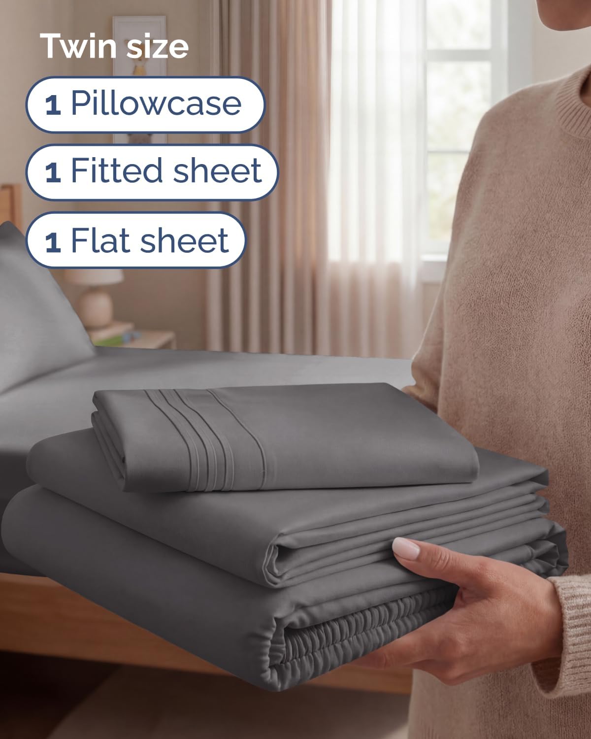 Twin Size 3 Piece Sheet Set - Comfy Breathable & Cooling Sheets - Hotel Luxury Bed Sheets for Women & Men - Deep Pockets, Easy-Fit, Extra…