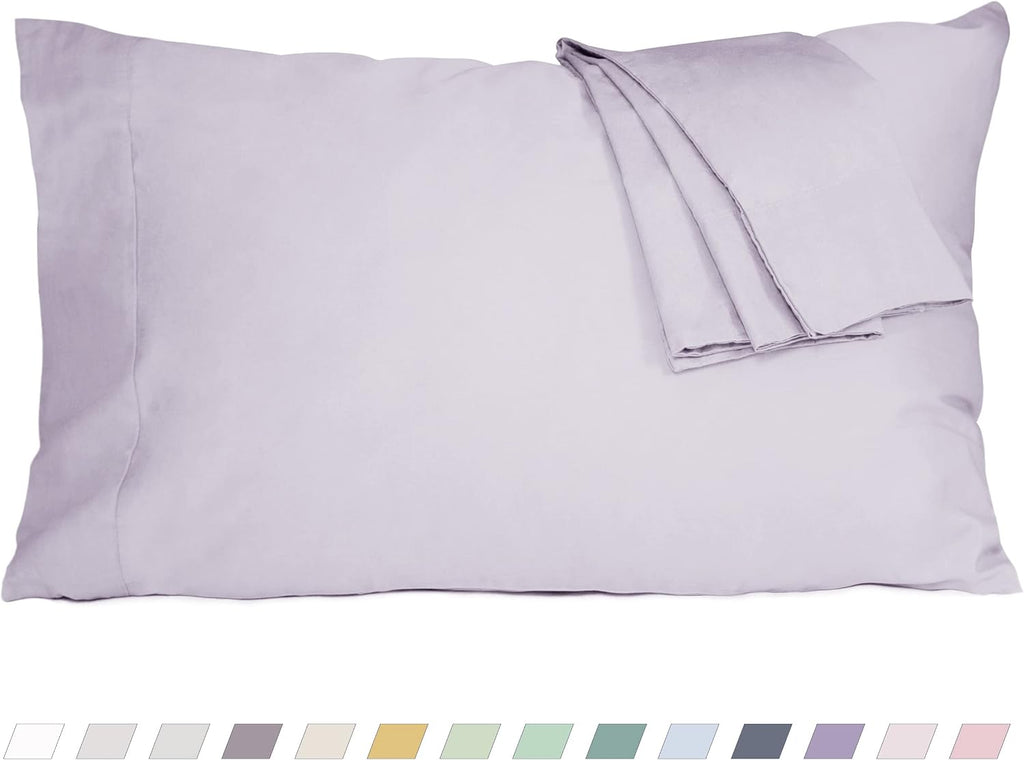 Homtec Pillow Cases, Standard Queen Size Cotton Percale Weave Pillowcases, Pre-Shrunk Breathable and Hypoallergenic Pillowcases, Set of 2 (…