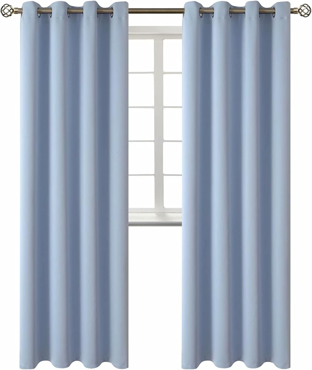 BGment Blackout Curtains for Living Room - Grommet Thermal Insulated Room Darkening Curtains for Bedroom, 2 Panels of 52 x 95 Inch, Spa Blu…