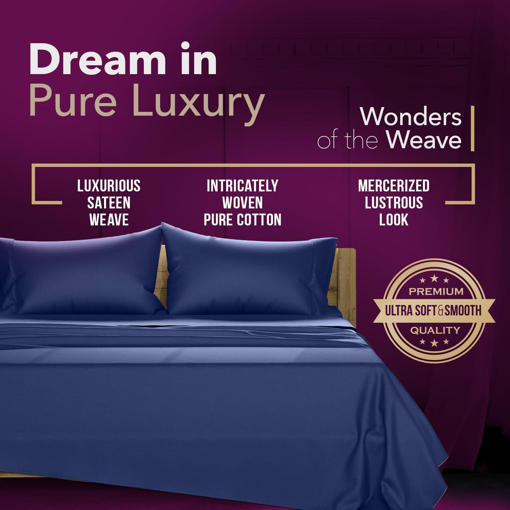TEXAS LINEN CO. 100% Egyptian Cotton Pillow Cases Standard/Queen Size Set of 2 - Luxury 1200 Series Star Sleepin' Collection Pillow Cases…
