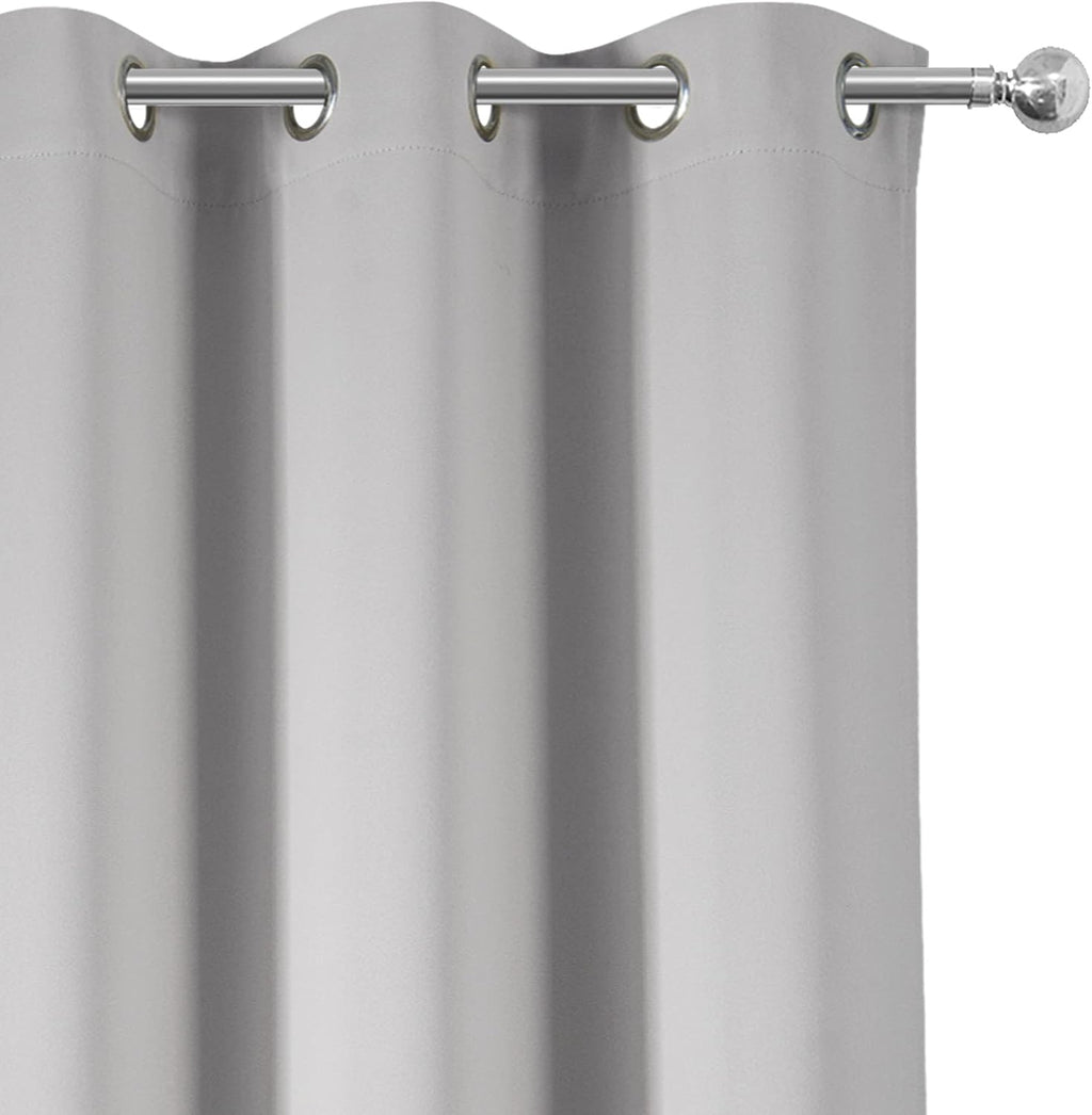 Lemomo Light Grey Thermal Blackout Curtains/42 x 72 Inch/Set of 2 Panels Room Darkening Curtains for Bedroom 72 Inch Grey