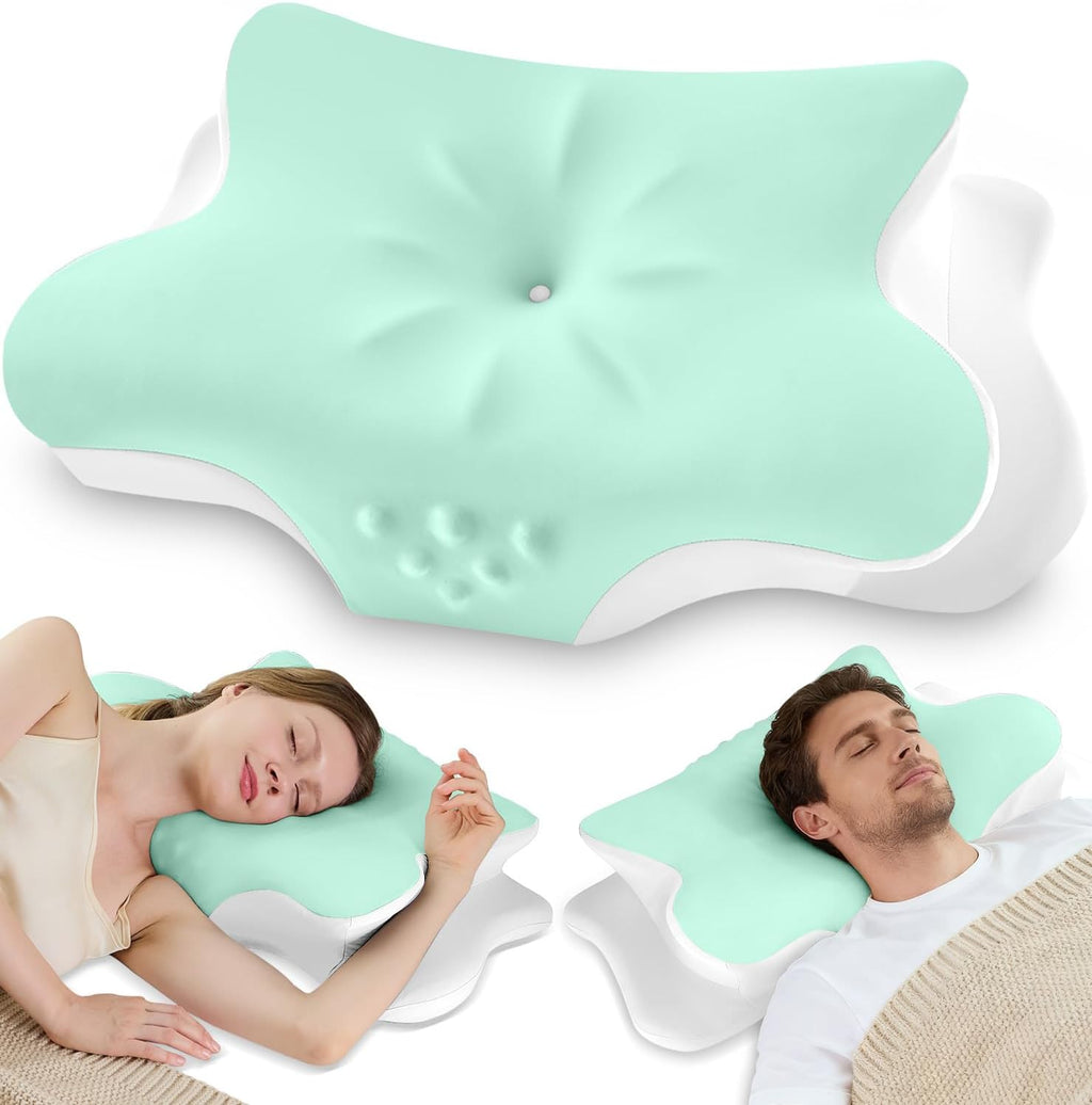 Vjasd Cervical Neck Pillow for – Ergonomic Memory Foam Pillow for Side Sleeper Contour Orthopedic Bed Pillow for Neck Support with Cooling…