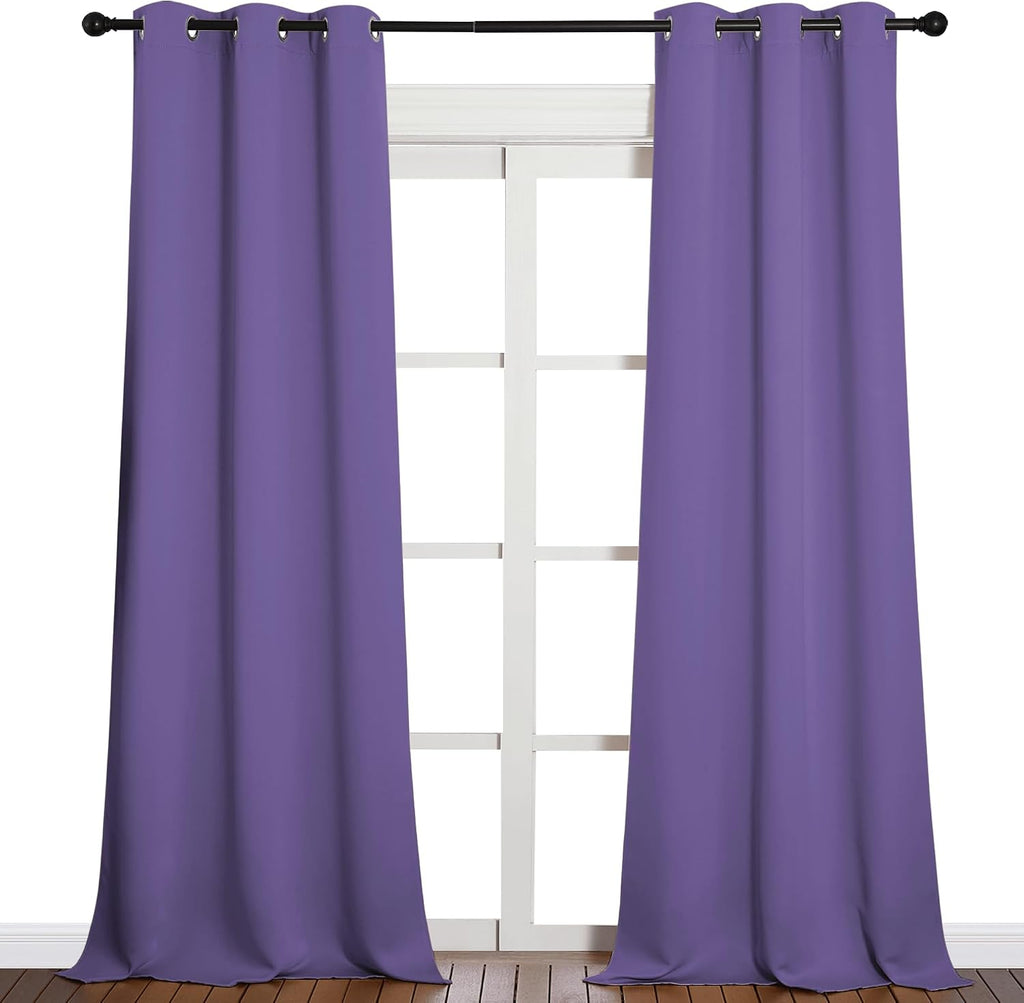 NICETOWN Patio Glass Door Blackout Curtains for Bedroom/Living Room, Privacy Panel Drapes for Dining Room and Guest Room (Lilac Purple…