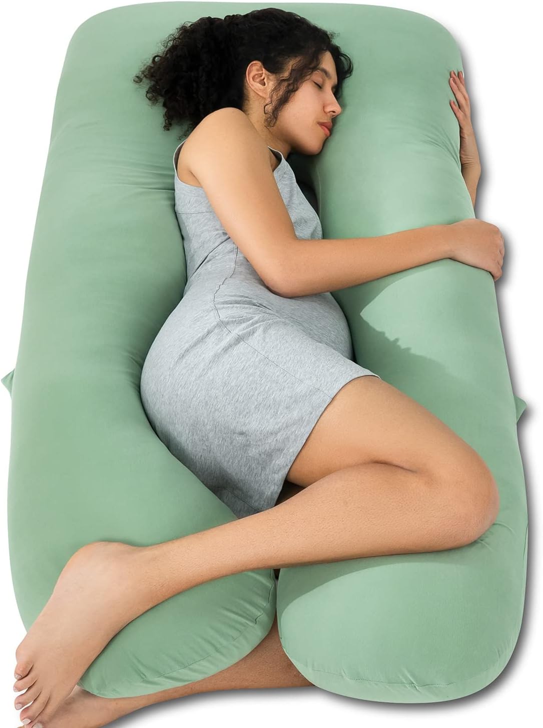 Queenrose QUEEN ROSE Cooling Pregnancy Pillows, U Shaped Full Body Maternity Pillow for Pregnant Support, Rayon Derived from Bamboo, Butter…