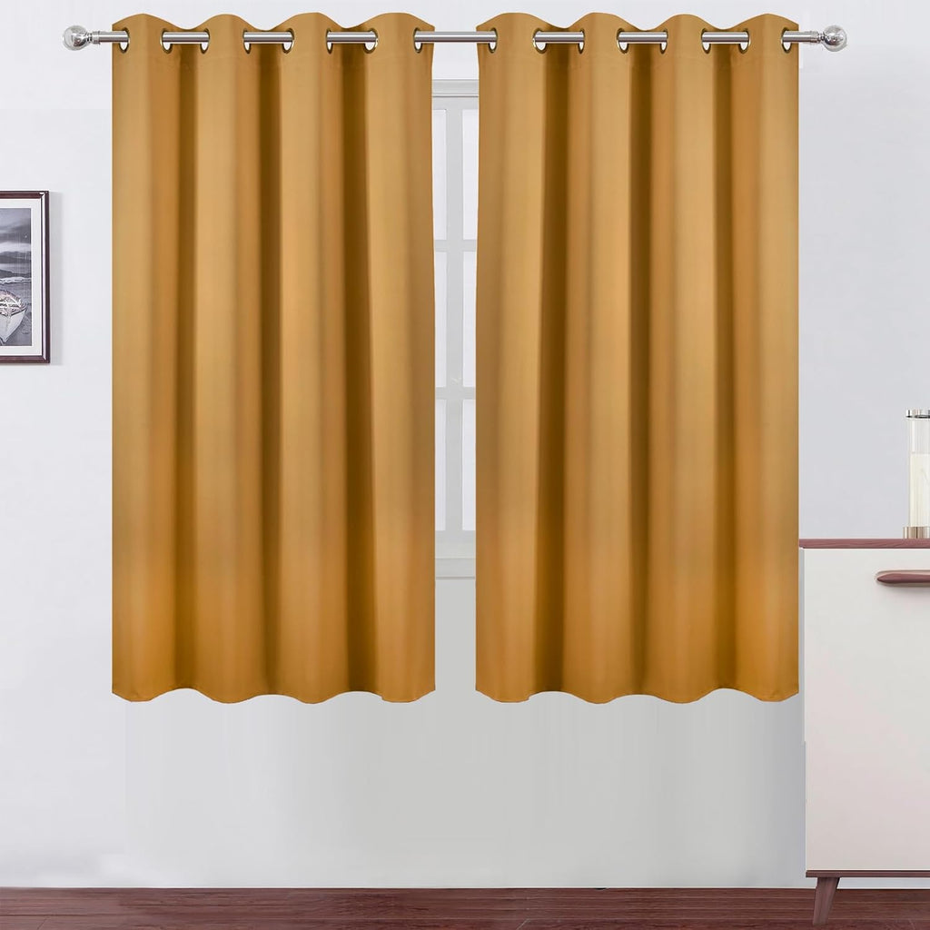 Lemomo Mustard Yellow Blackout Curtains 52 x 63 Inch Length/Set of 2 Curtain Panels/Thermal Insulated Room Darkening Curtains for Bedroom a…