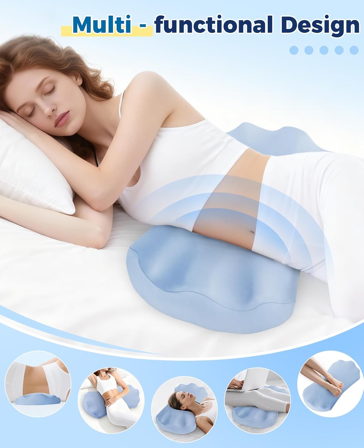 Fledano Lumbar Pillow for Sleeping, Lumbar Support Pillow for Bed for Back, Memory Foam Lower Back Pillow for Bed, Back Support Pillow for…
