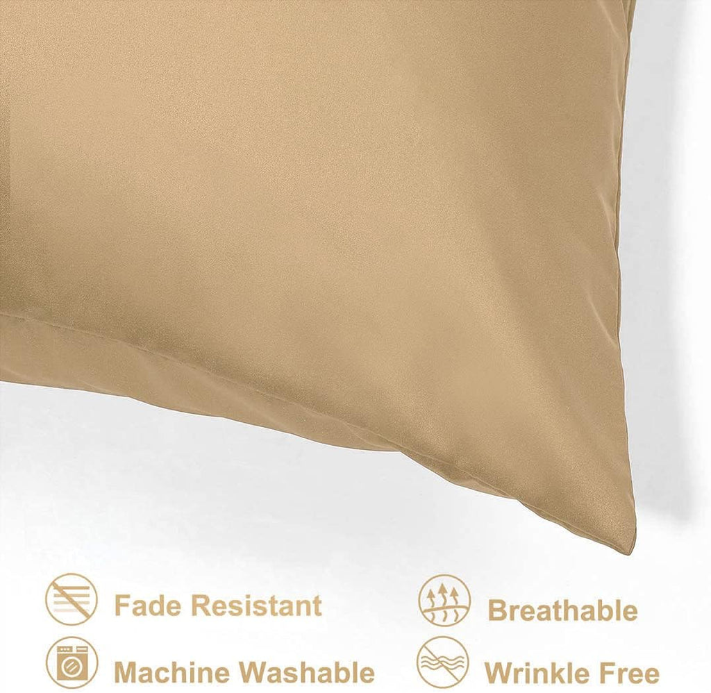 uxcell Queen Satin Pillowcase with Zipper, Super Soft and Luxury, Silky Pillow Cases Covers Set of 2, 21"x31", Gold