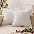 MIULEE Decorative Throw Pillow Covers for Couch Bed Livingroom 20x20 Inch Set of 2 White Boho Accent Throw Pllows Broadside Striped…