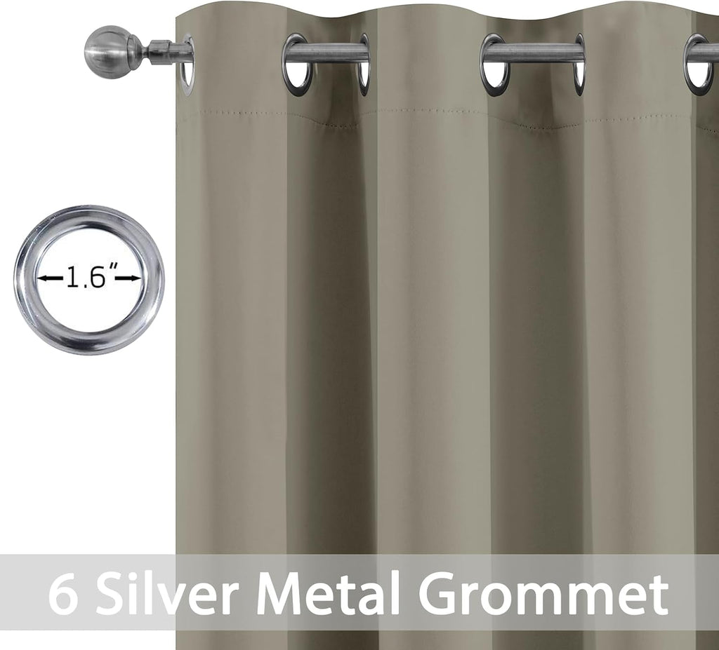 Yakamok Premium Room Darkening Thermal Insulated Curtains for Bedroom/Living Room - Classic Grommet Top (2 Panels, Taupe, 38 Inch by 84…