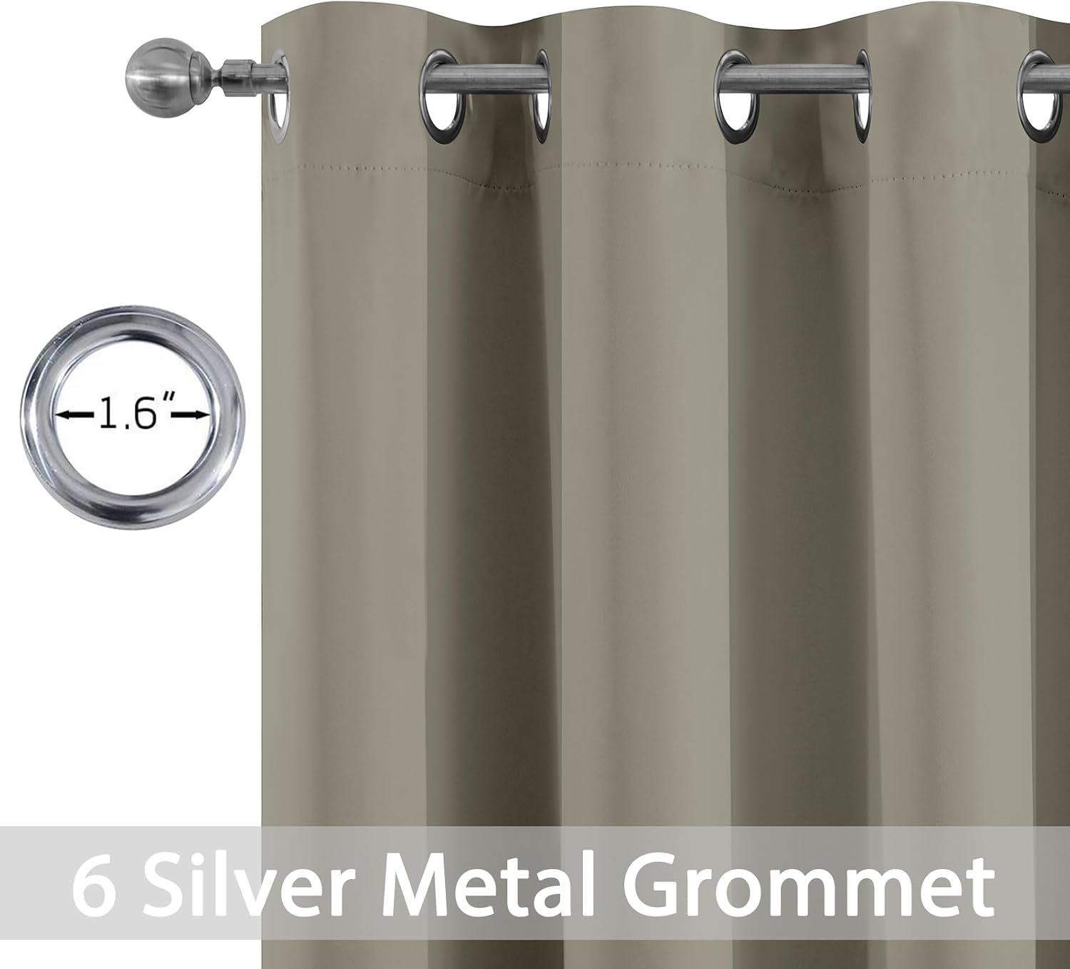 Yakamok Premium Room Darkening Thermal Insulated Curtains for Bedroom/Living Room - Classic Grommet Top (2 Panels, Taupe, 38 Inch by 84…