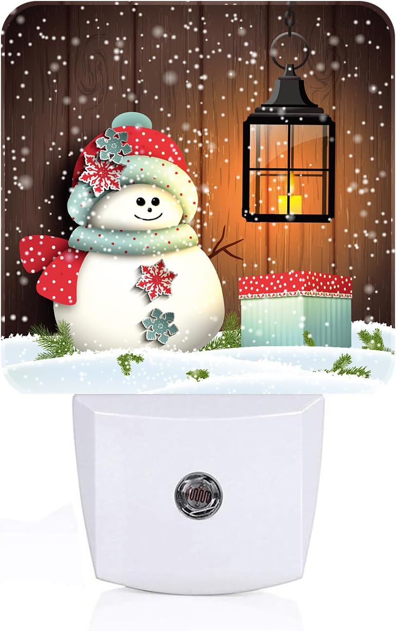 Cute Snowman Night Light, Plug-in Night Lights with Dusk to Dawn Sensor for Stairway, Hallway, Bedroom Sleep Friendly Ideal for…
