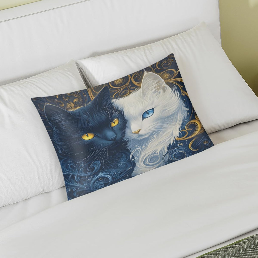 White Black Cat Satin Pillowcase for Hair and Skin Soft Silk Pillow Cases with Envelope Closure Cooling Pillow Case Slip 15.99 Pillow…