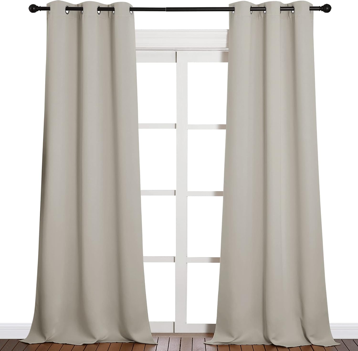 NICETOWN Room Darkening Curtain Panels 90 inches Long, Privacy Draperies for Living Room (Natural, 42 inches Width, 1 Pair)