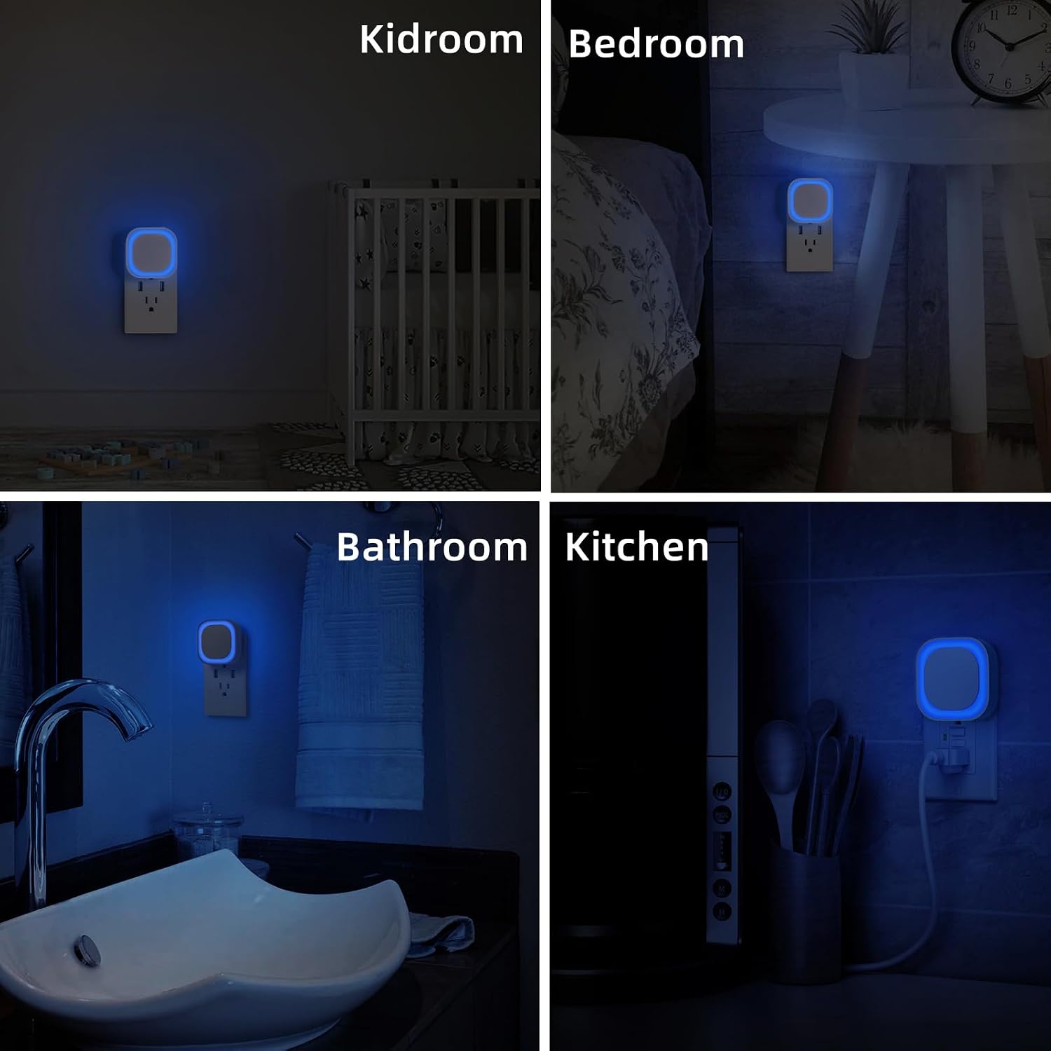 YUNLEX 6 Pack Azure Night Light, Crisp Modern Glow with Dimmable Soft Light & Indirect Reflection, Auto Dusk to Dawn Sensor, Plug in LED…