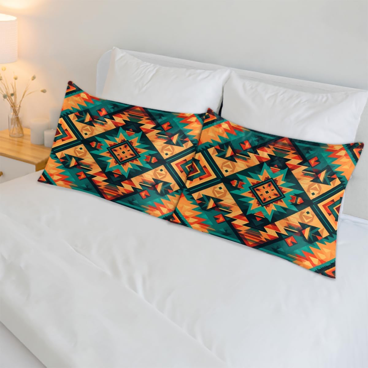 Aztec Theme Satin Silk Pillowcase for Hair and Skin Aztec Western Pillow Cases King Size Soft Silk Pillow Case with Envelope Closure…