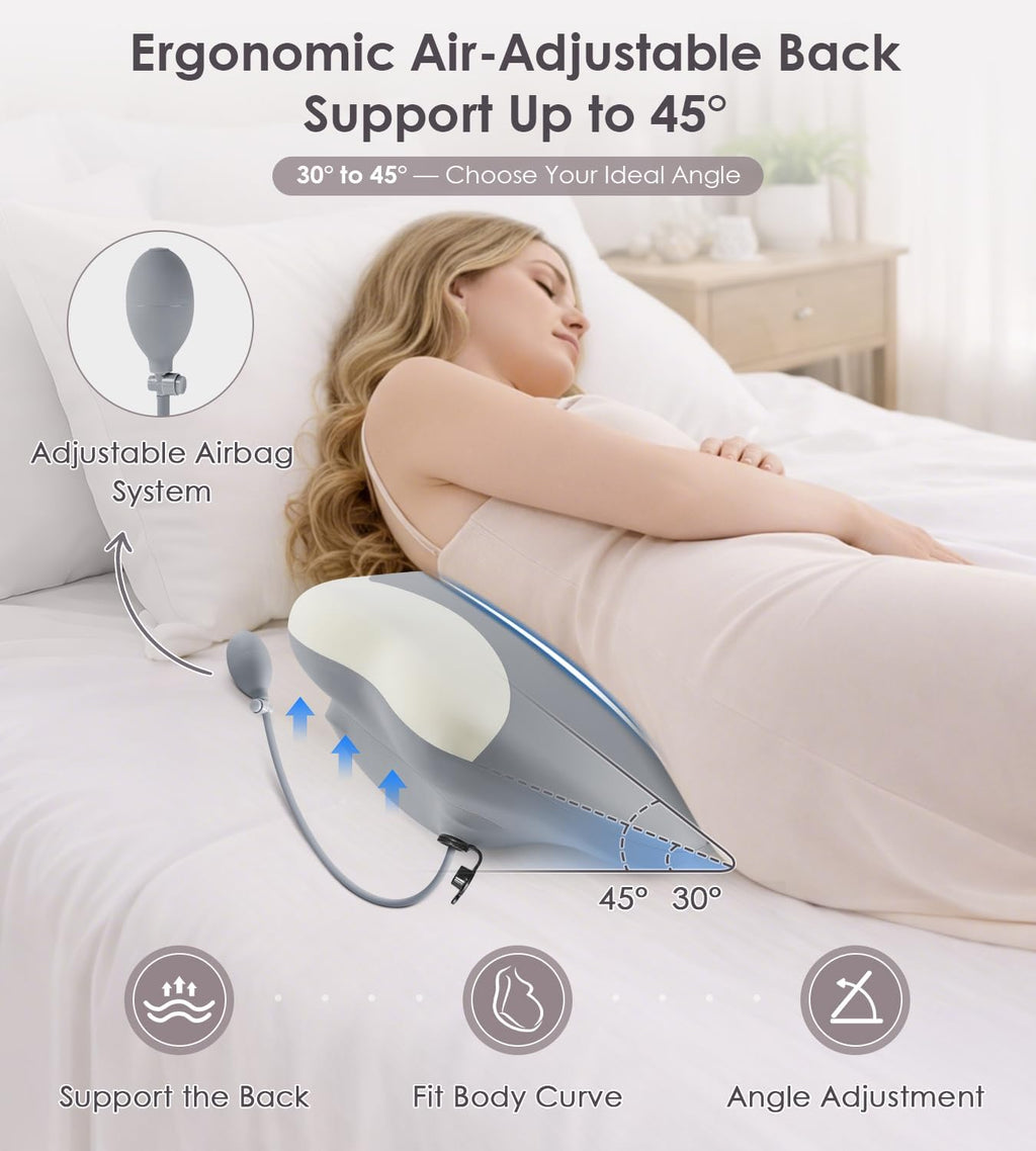 Donama Memory Foam Pregnancy Pillow- with Adjustable Air Bag for Back/Legs/Belly/HIPS Support, W-Shaped Pregnancy Wedge Pillows for Sleepin…
