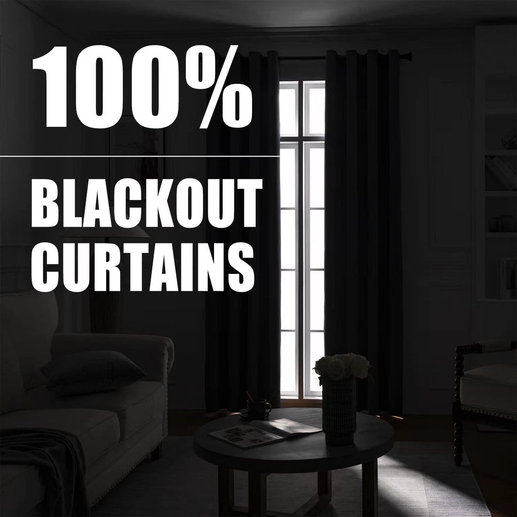 Rutterllow 100% Blackout 330 GSM Curtains, Full Shade 80 Inches Long Complete Drapes for Living Room, Thermal Insulated Bedroom Window …