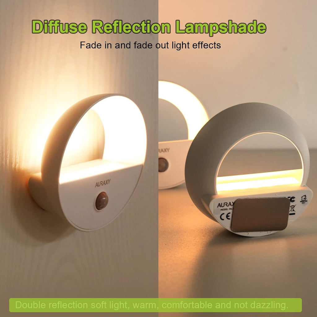 AURAXY Rechargeable Battery Night Light, Motion Sensor Night Light, LED Warm White Magnetic Stick-on Motion Sensored Hallway Light, with…