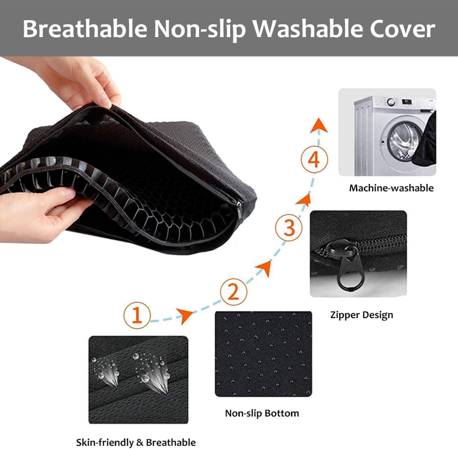 Helishy Gel Seat Cushion, Jumbo&Thick Gel Cushion Chair Pads with Non-Slip Cover for Home Office Car Seat Wheelchair, Soft Breathable Honey…