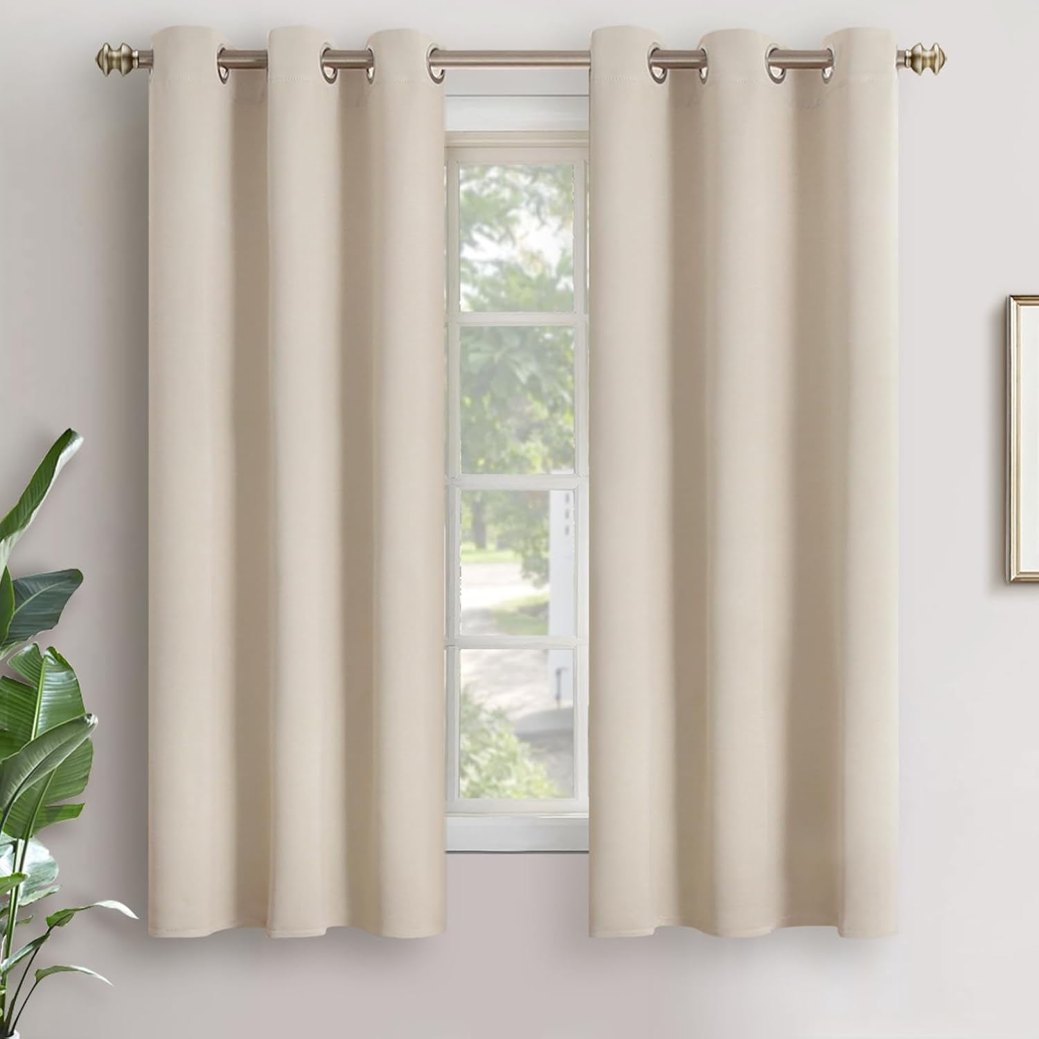 YoungsTex Champagne Room Darkening Curtains 63 Inches Length for Bedroom - Thermal Insulated with Grommet Blackout Window Drapes for Living…