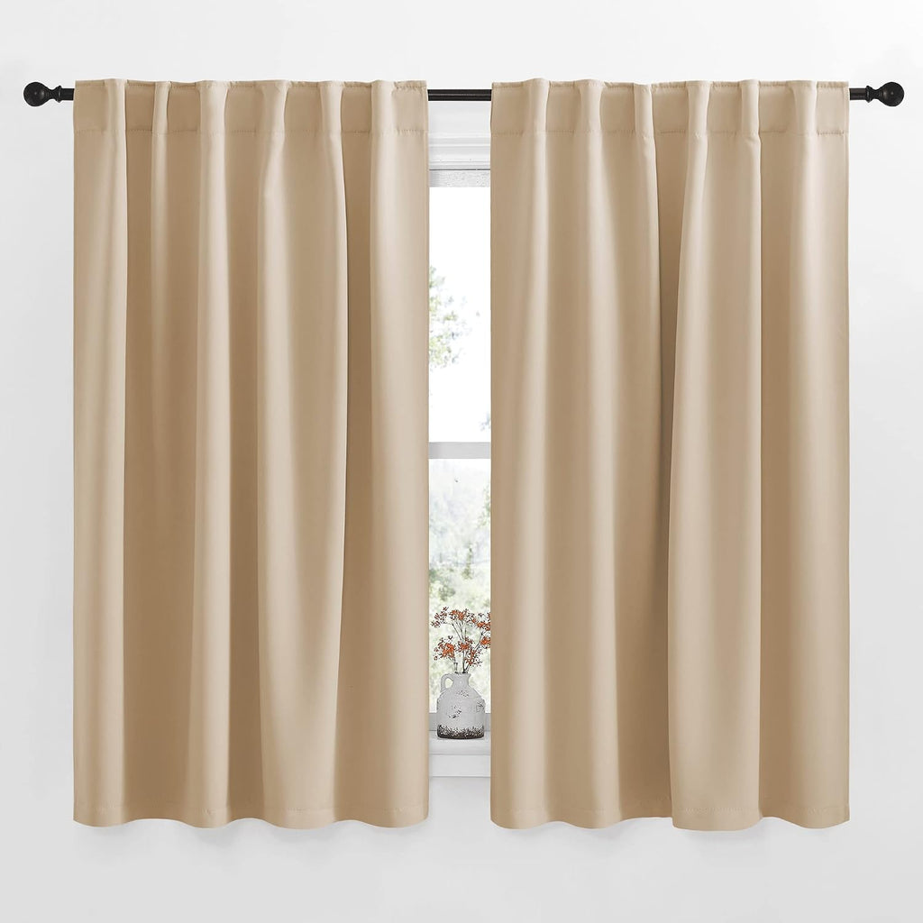 Nicetown Window Treatment Curtains Room Darkening Drapes - (Biscotti Beige Color) 52 Width X 63 Drop Each Panel, 2 Panels Set, Curtains and…