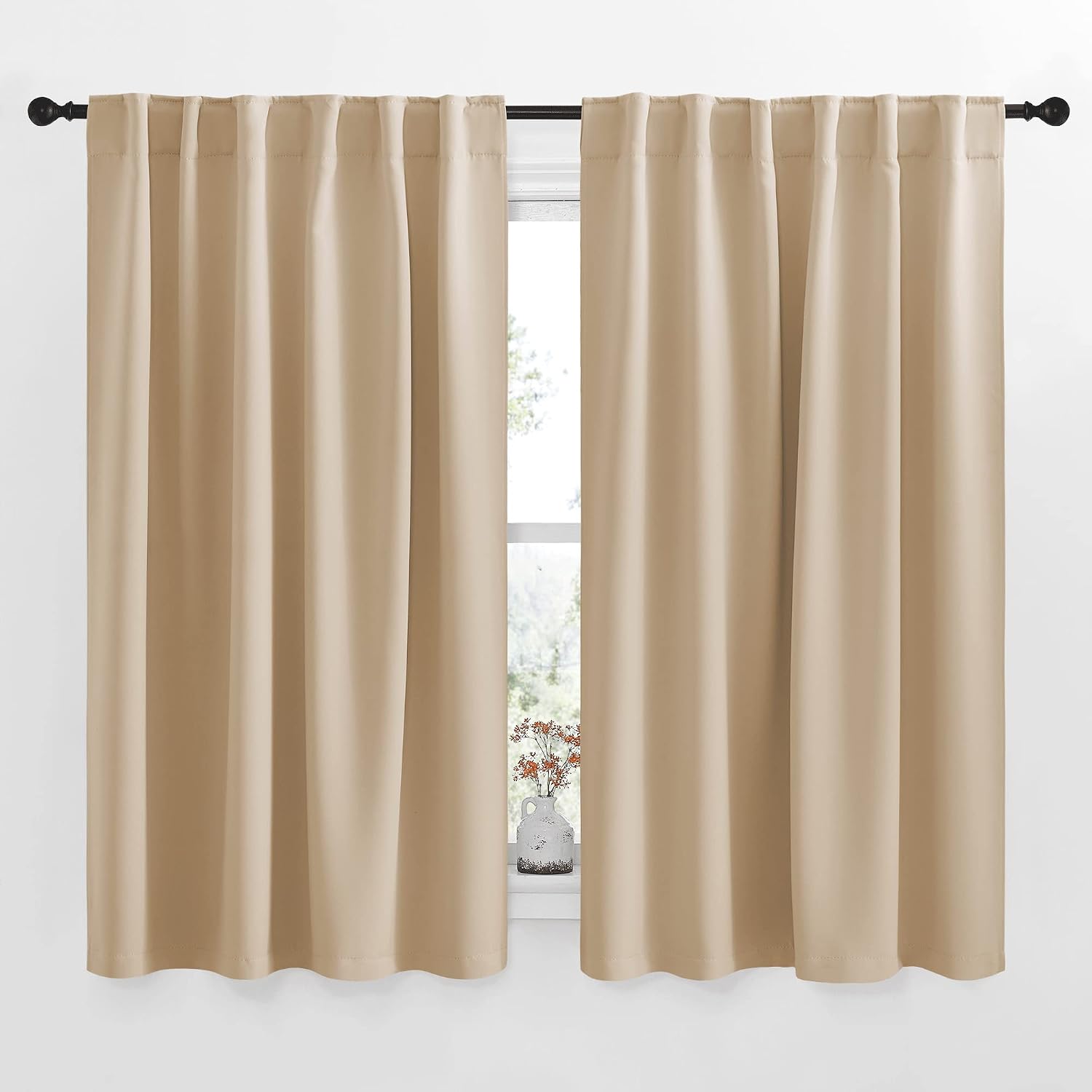 Nicetown Window Treatment Curtains Room Darkening Drapes - (Biscotti Beige Color) 52 Width X 63 Drop Each Panel, 2 Panels Set, Curtains and…
