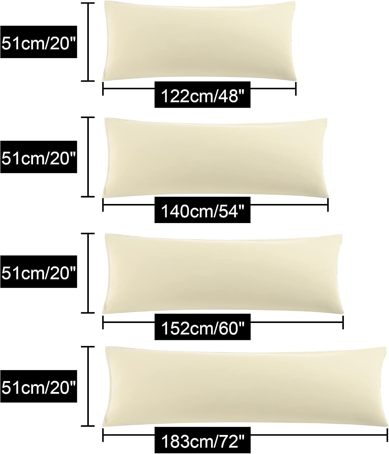 uxcell Soft Microfiber Body Pillow Cover with Zipper Closure, Long Pillow Cases for Body Pillows Weave for 90 GSM Polyester, Khaki Body (20…