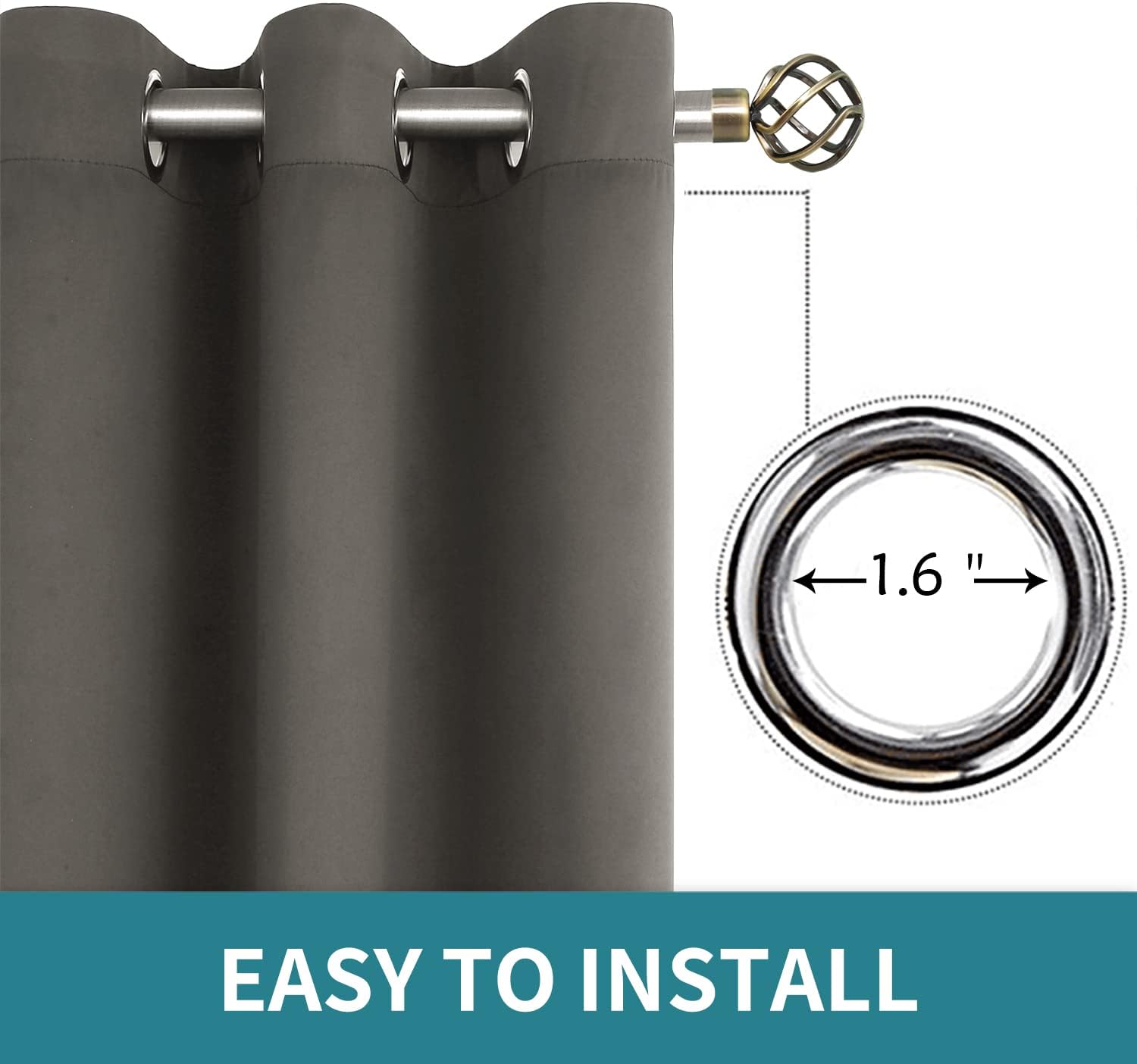 BGment Blackout Curtains for Bedroom - Grommet Thermal Insulated Room Darkening Curtains for Living Room, Set of 2 Panels (52 x 45 Inch, Gr…