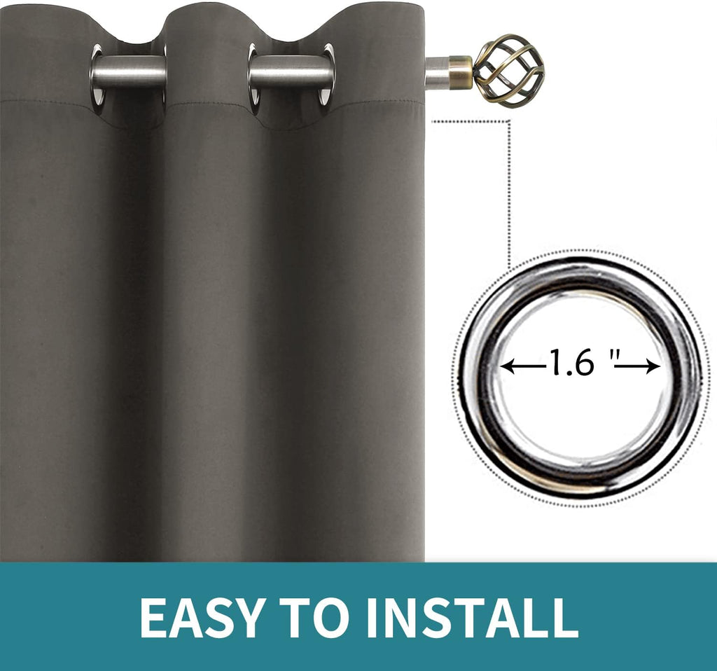 BGment Blackout Curtains for Bedroom - Grommet Thermal Insulated Room Darkening Curtains for Living Room, Set of 2 Panels (52 x 54 Inch, Gr…
