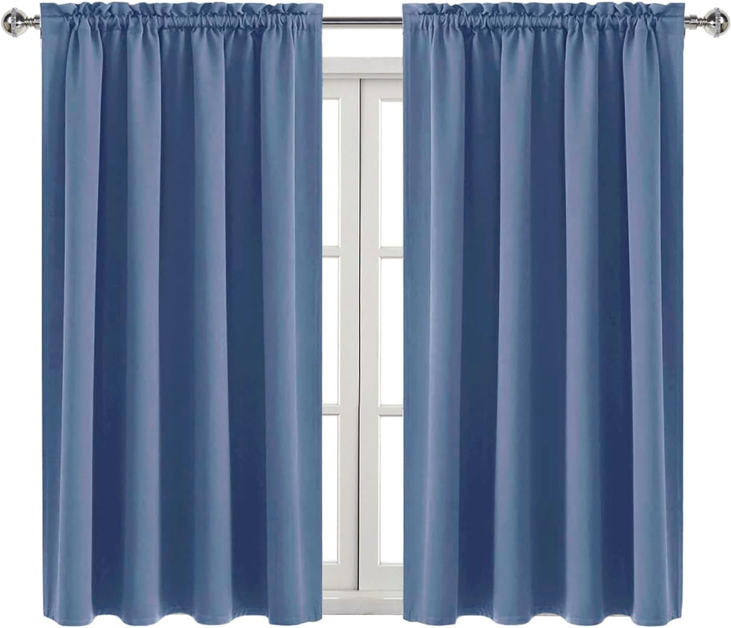 DWCN Blackout Curtains – Thermal Insulated, Energy Saving & Noise Reducing Bedroom and Living Room Curtains, Dusty Blue, W 52x L 45 Inch…