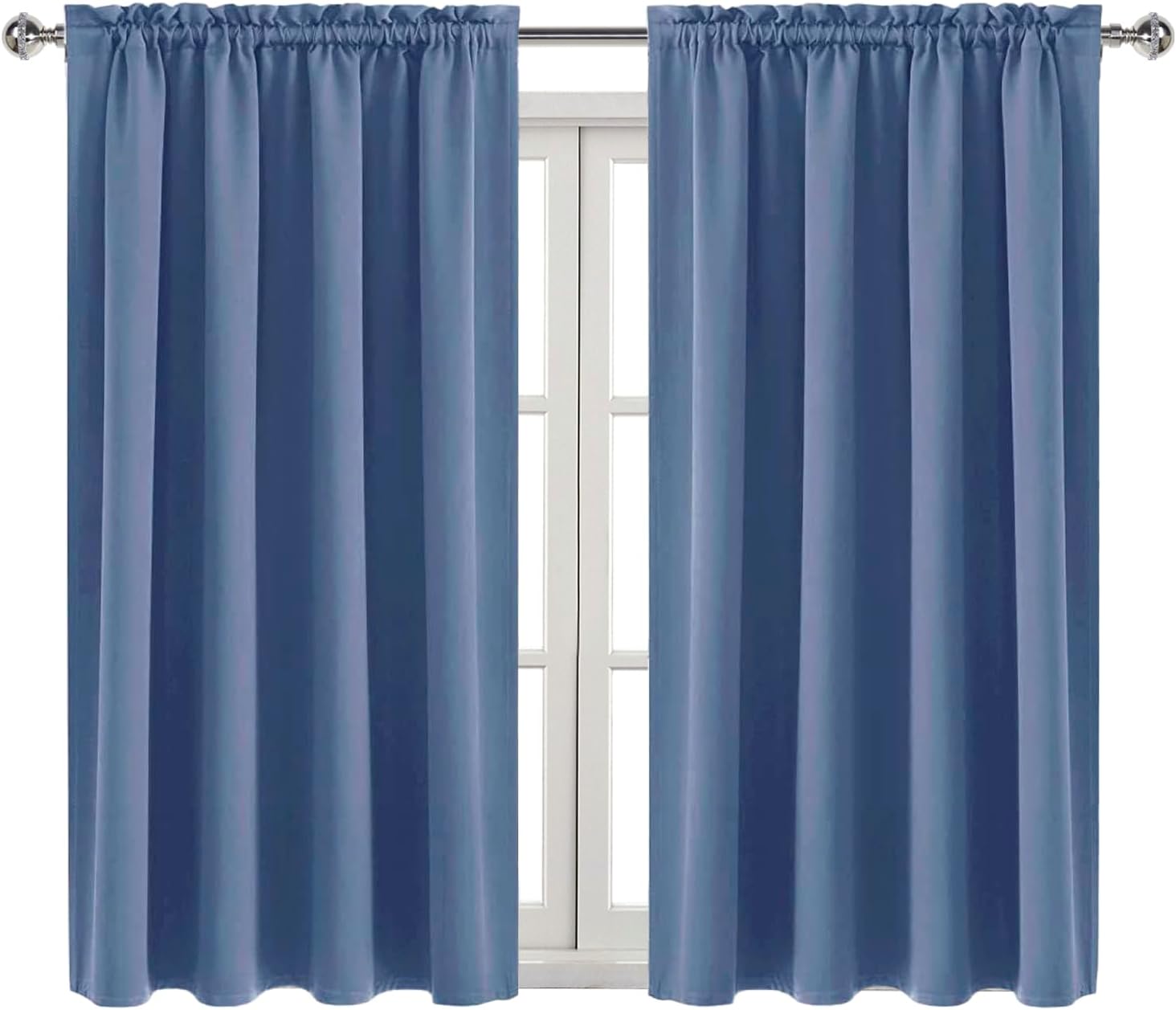 DWCN Blackout Curtains – Thermal Insulated, Energy Saving & Noise Reducing Bedroom and Living Room Curtains, Dusty Blue, W 52x L 45 Inch…
