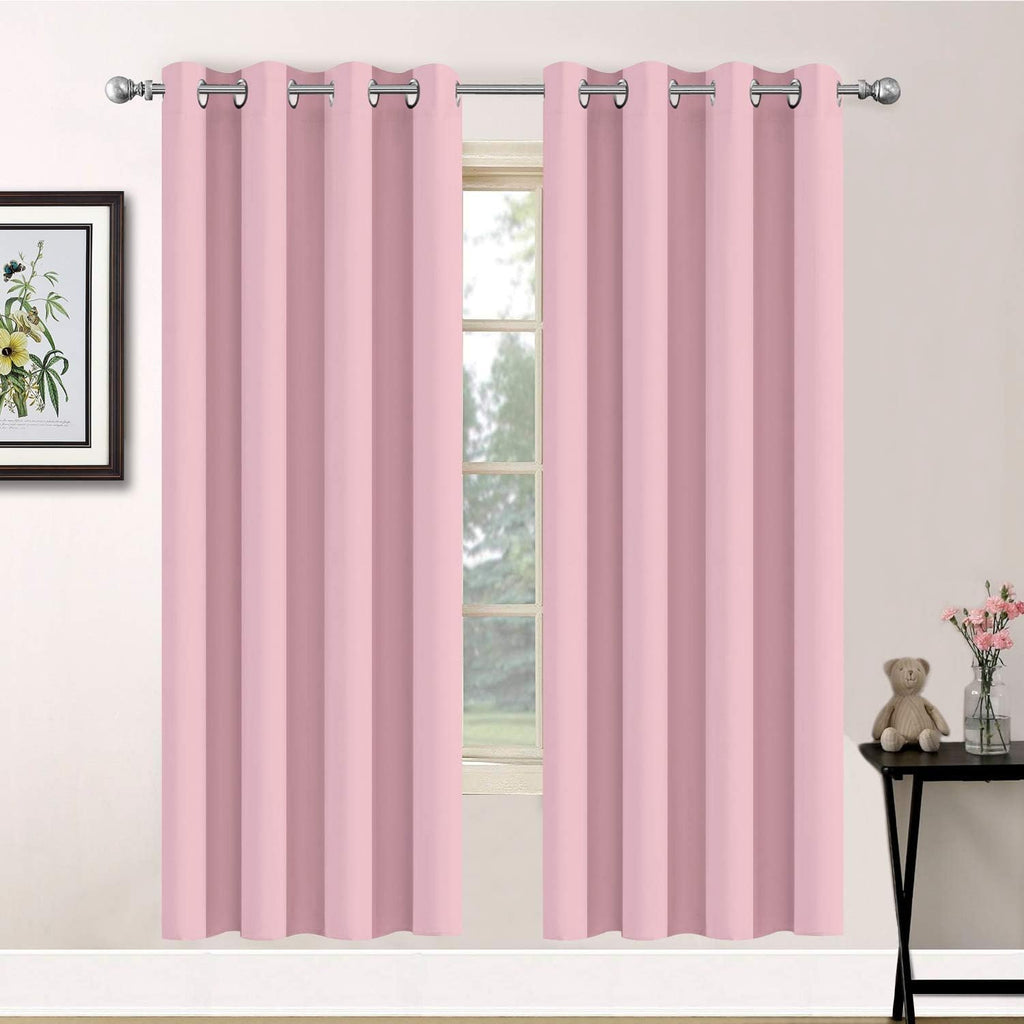 Yakamok Blackout Curtains Room Darkening Thermal Insulated with Grommet Window Curtain for Bedroom, 52 x 72 inch, Pink, 2 Panels