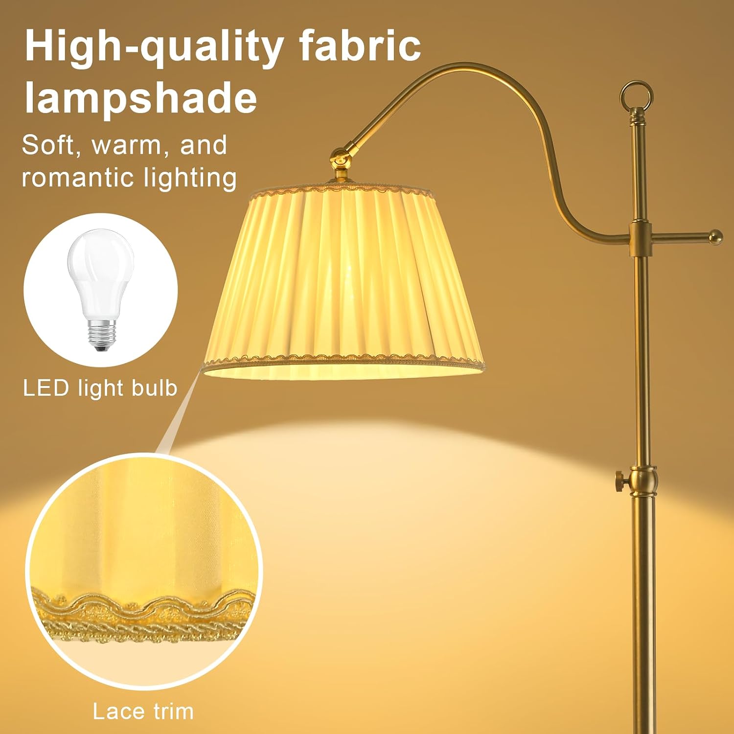 Bright 12W LED Floor Lamps with Smart Remote and Bluetooth, Adjustable Brightness and Color, Gold Brass Boho Mid Century Home Decor, Living…