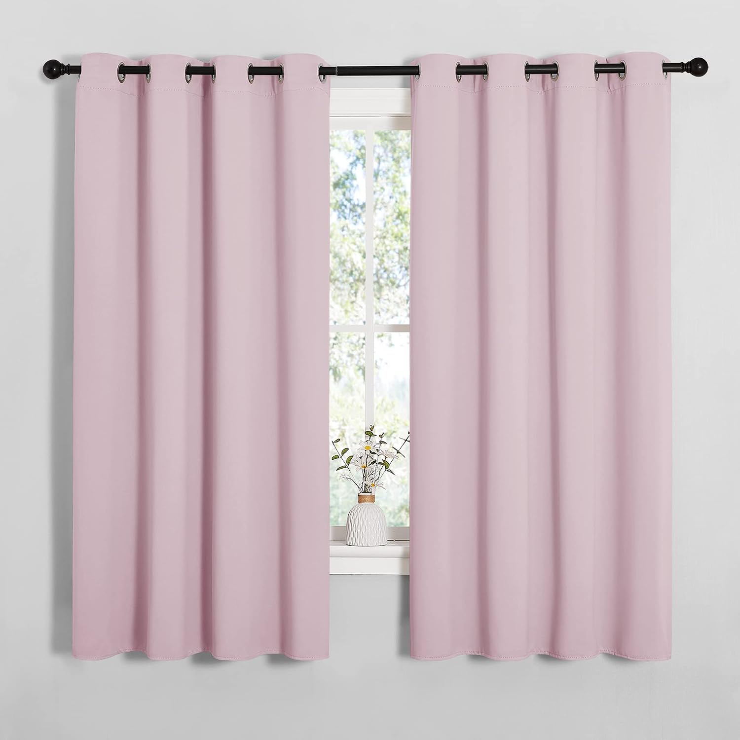 NICETOWN Blackout Curtain Panels for Girls Room, Nursery Essential Thermal Insulated Solid Grommet Top Blackout Drapes (Lavender Pink, 1…