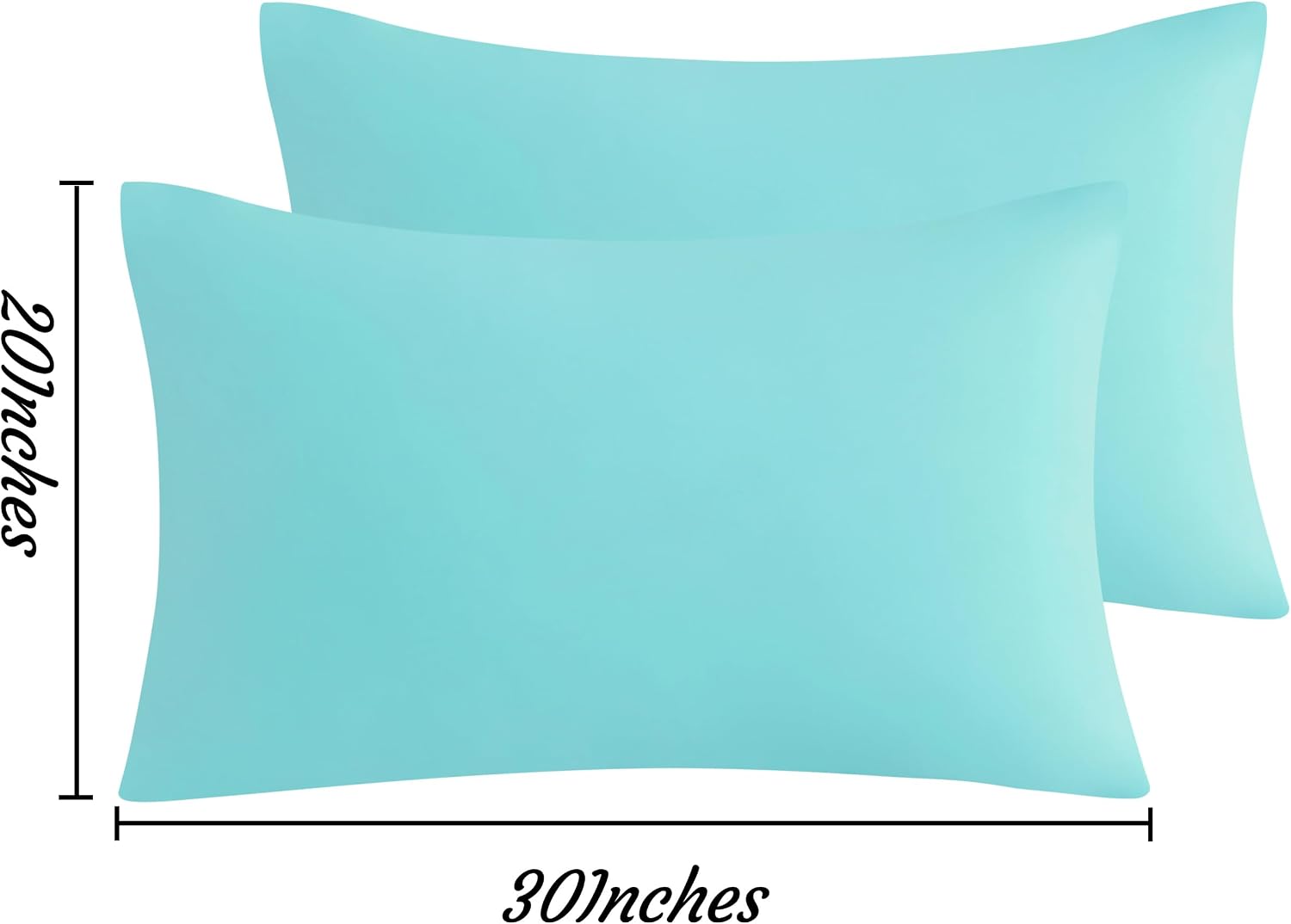 Ntbay Queen Pillow Cases Set, 2 Pack Brushed Microfiber 20x30 Inches, Aqua with Envelope Closure, Soft, Wrinkle, Fade, Stain Resistant 2 Pa…