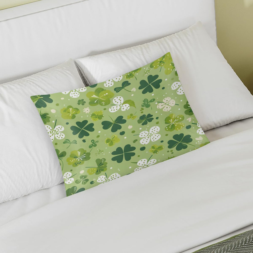 Green St. Patrick's Shamrock Satin Pillowcase for Hair and Skin Soft Silk Pillow Cases with Envelope Closure Cooling Pillow Case Slip…