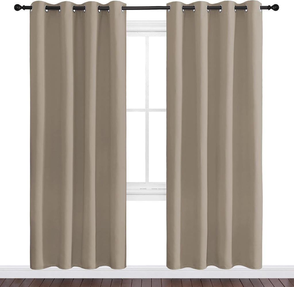Nicetown Taupe Blackout Curtains 78" Long for Office, 55" Wide, 2 Pieces, Dining Room, Guest Room, Sound Reducing Heat and Cold Block Curta…
