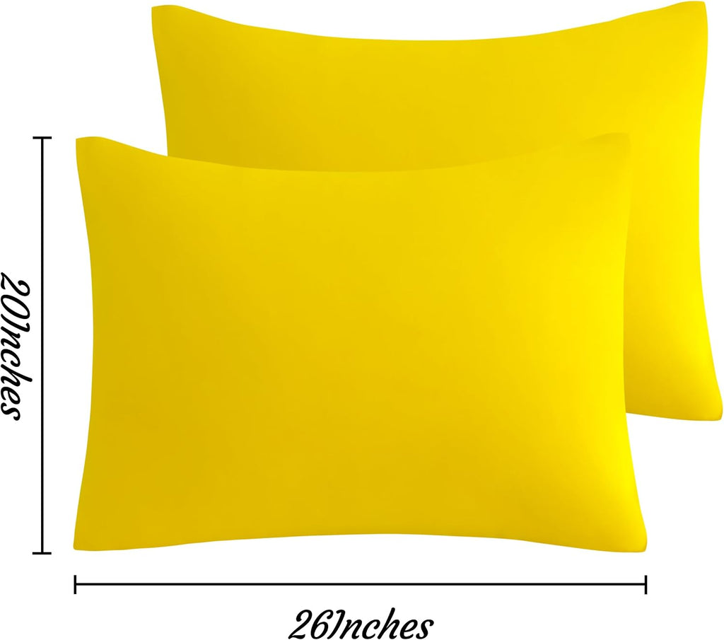 Ntbay Standard Pillow Cases Set of 2, 2 Pack Brushed Microfiber 20x26 Pillow Cases, Soft, Wrinkle, Fade, Stain Resistant Yellow Pillow Case…
