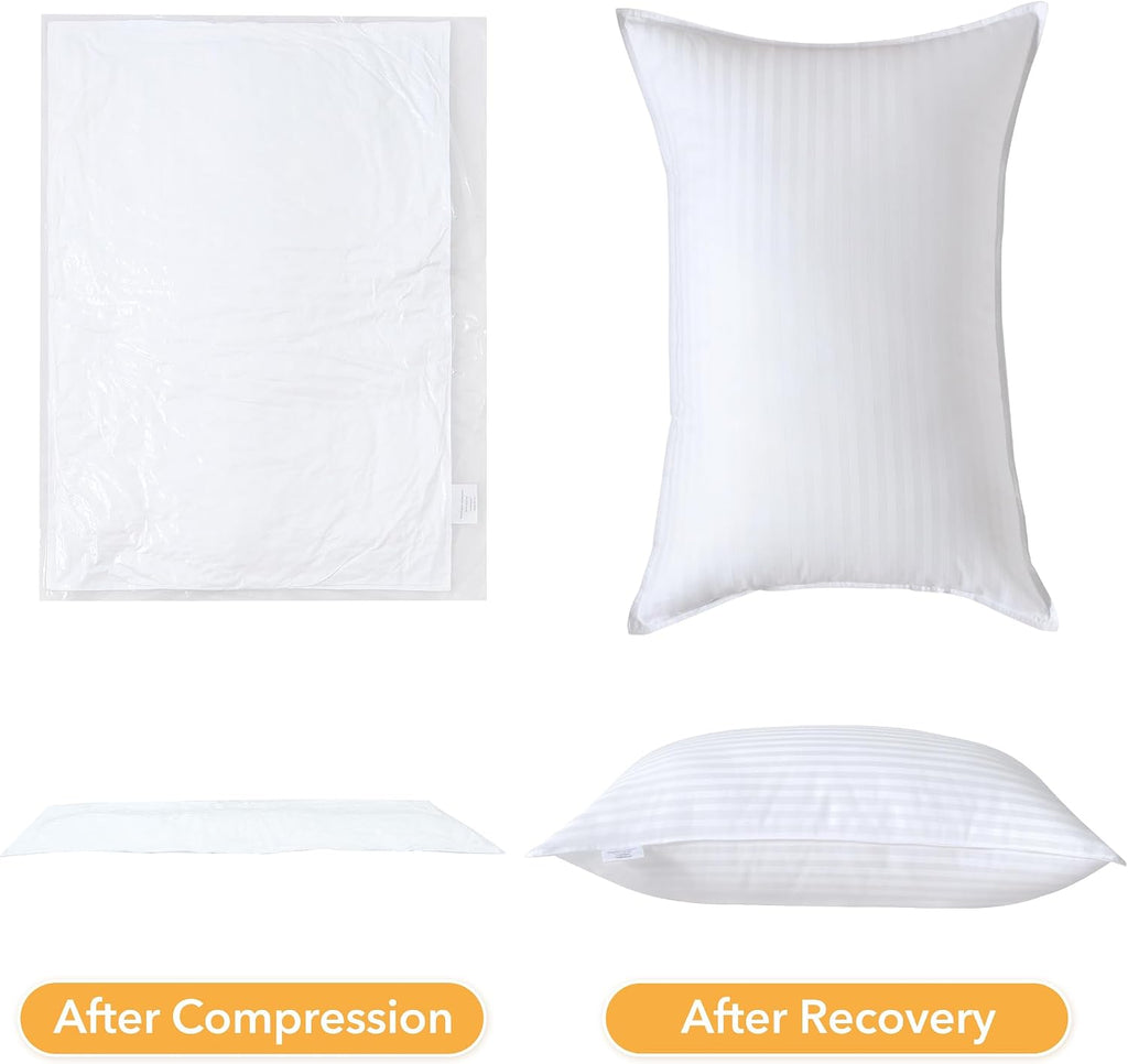 Oubonun Queen Size Pillows Set of 2 - Fluffy & Supportive Down Alternative Pillows with Zippered Cotton Cover - Breathable and Cool for All…