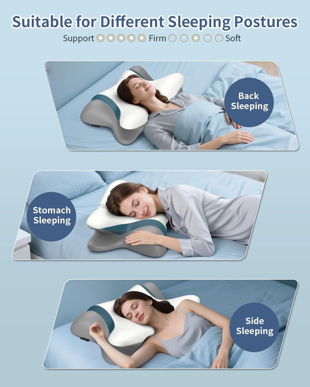 beslovo Cervical Neck Pillow for - Ergonomic Side Sleeper for Sleeping, Cooling Memory Foam Pillows for Neck Support, Contour Orthopedic Be…